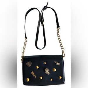 Betsey Johnson XOSybil Skulls Bat Spiderweb Heart Studded Crossbody Bag